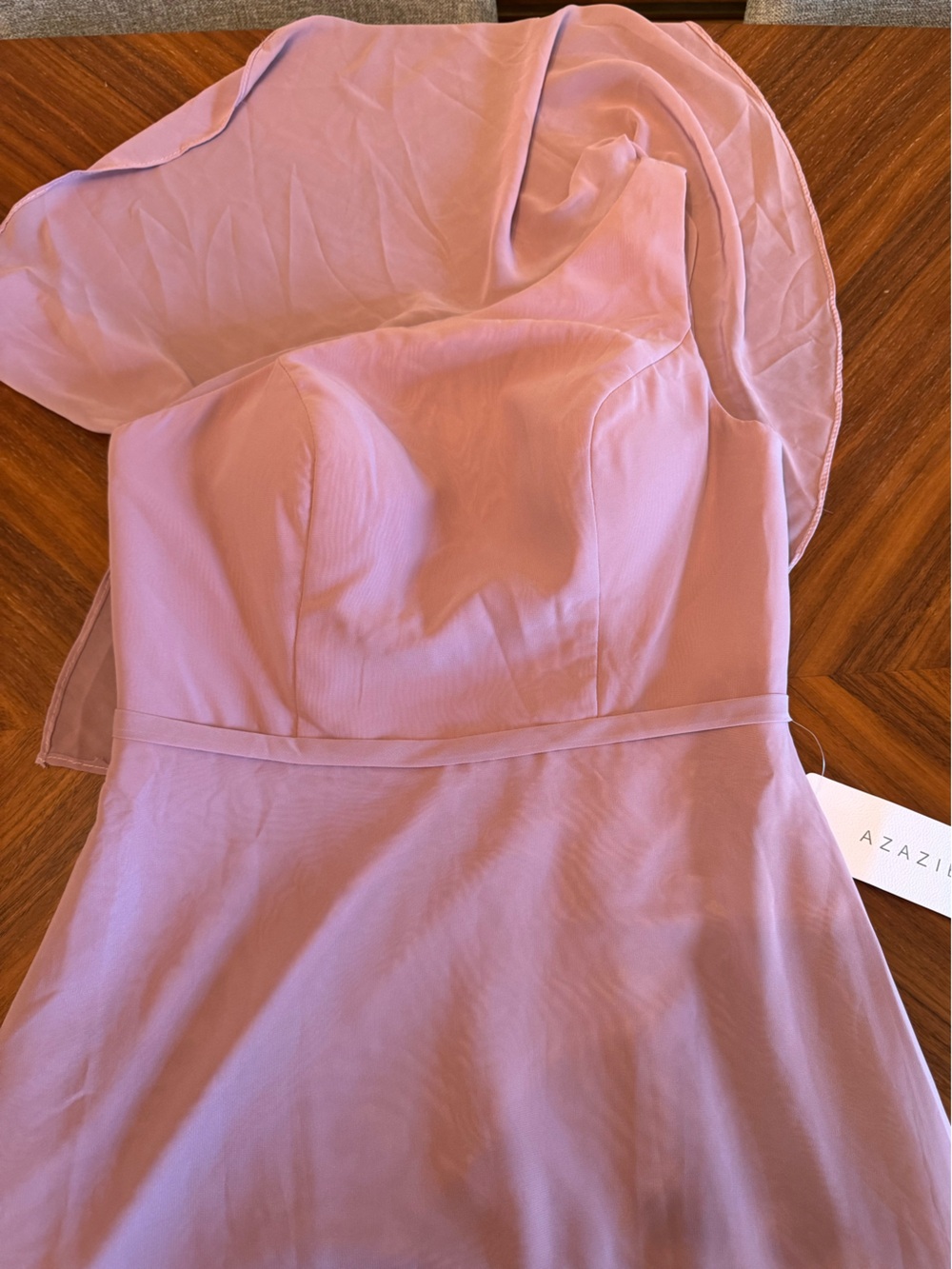 Azazie Mauve One Shoulder Gown Size 8 NWT Formal Wedding Guest Dress - Picture 5 of 11